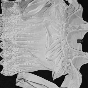 White off the shoulder long sleeve womens shirt